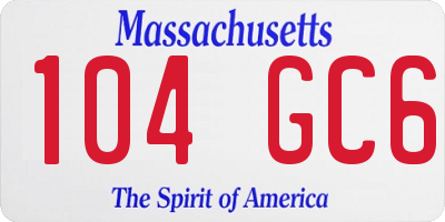 MA license plate 104GC6