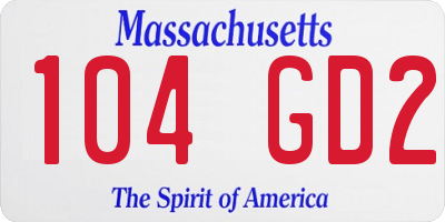 MA license plate 104GD2
