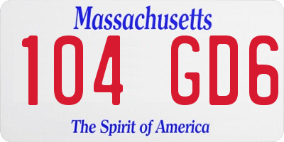 MA license plate 104GD6