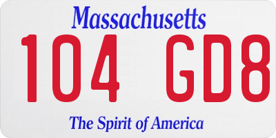 MA license plate 104GD8