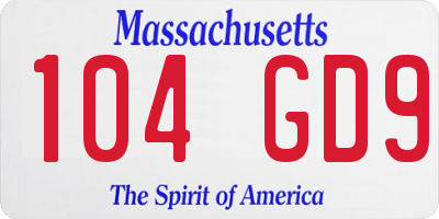 MA license plate 104GD9