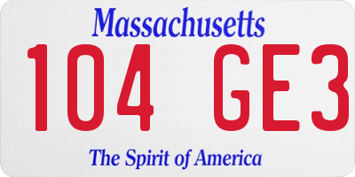 MA license plate 104GE3