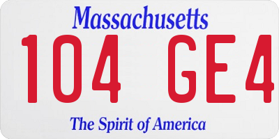 MA license plate 104GE4