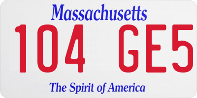 MA license plate 104GE5