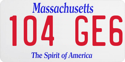 MA license plate 104GE6