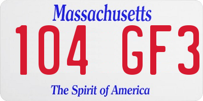 MA license plate 104GF3