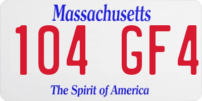 MA license plate 104GF4