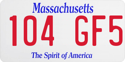MA license plate 104GF5