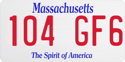 MA license plate 104GF6