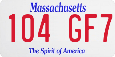 MA license plate 104GF7