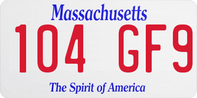 MA license plate 104GF9