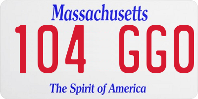 MA license plate 104GG0