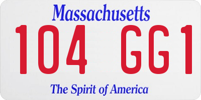 MA license plate 104GG1
