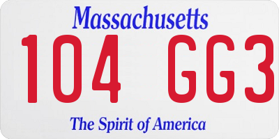 MA license plate 104GG3