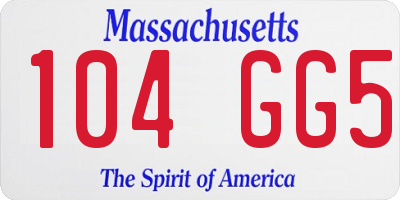 MA license plate 104GG5