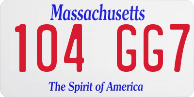 MA license plate 104GG7