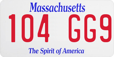 MA license plate 104GG9