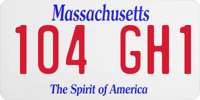 MA license plate 104GH1
