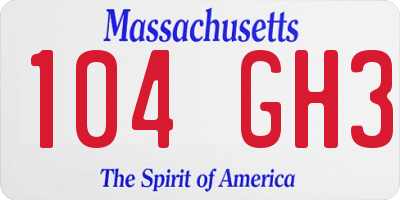MA license plate 104GH3