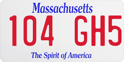 MA license plate 104GH5