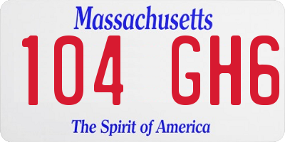MA license plate 104GH6