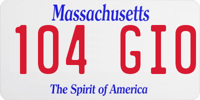 MA license plate 104GI0