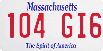 MA license plate 104GI6
