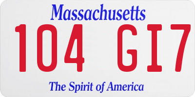 MA license plate 104GI7