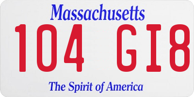 MA license plate 104GI8