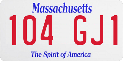 MA license plate 104GJ1