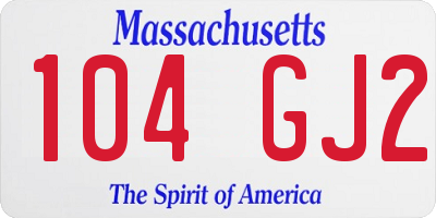 MA license plate 104GJ2