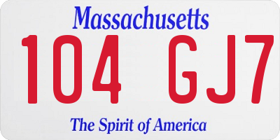 MA license plate 104GJ7