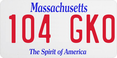 MA license plate 104GK0