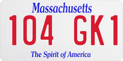 MA license plate 104GK1