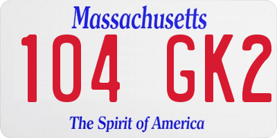 MA license plate 104GK2