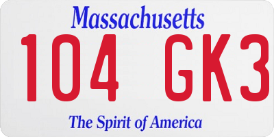 MA license plate 104GK3
