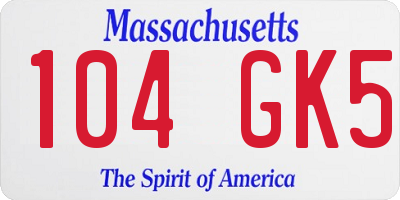 MA license plate 104GK5