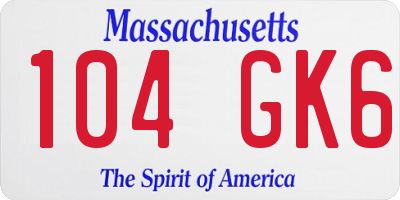 MA license plate 104GK6