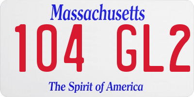 MA license plate 104GL2