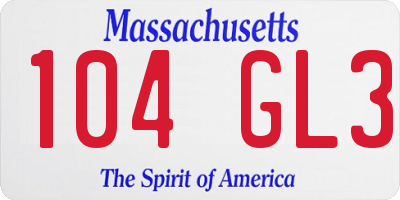 MA license plate 104GL3