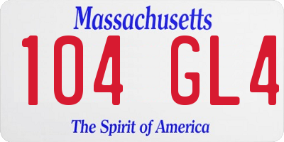 MA license plate 104GL4