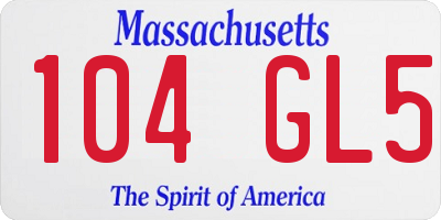 MA license plate 104GL5