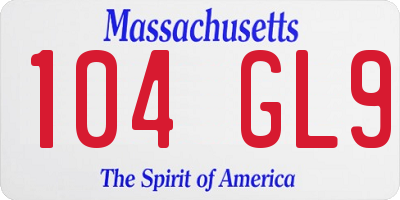 MA license plate 104GL9