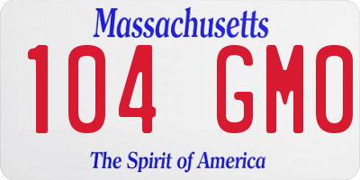 MA license plate 104GM0