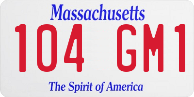 MA license plate 104GM1