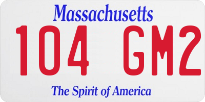 MA license plate 104GM2