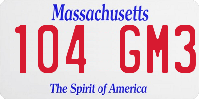 MA license plate 104GM3