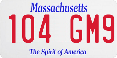 MA license plate 104GM9