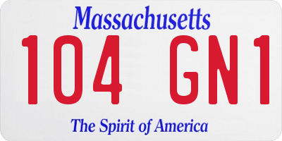 MA license plate 104GN1