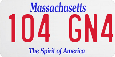 MA license plate 104GN4